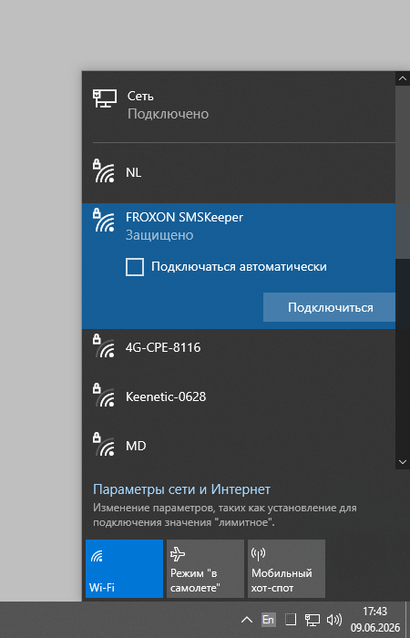 Подключение к сети устройства в Windows